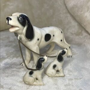 Vintage Brinnco Chained Black & White Dog With Puppies
